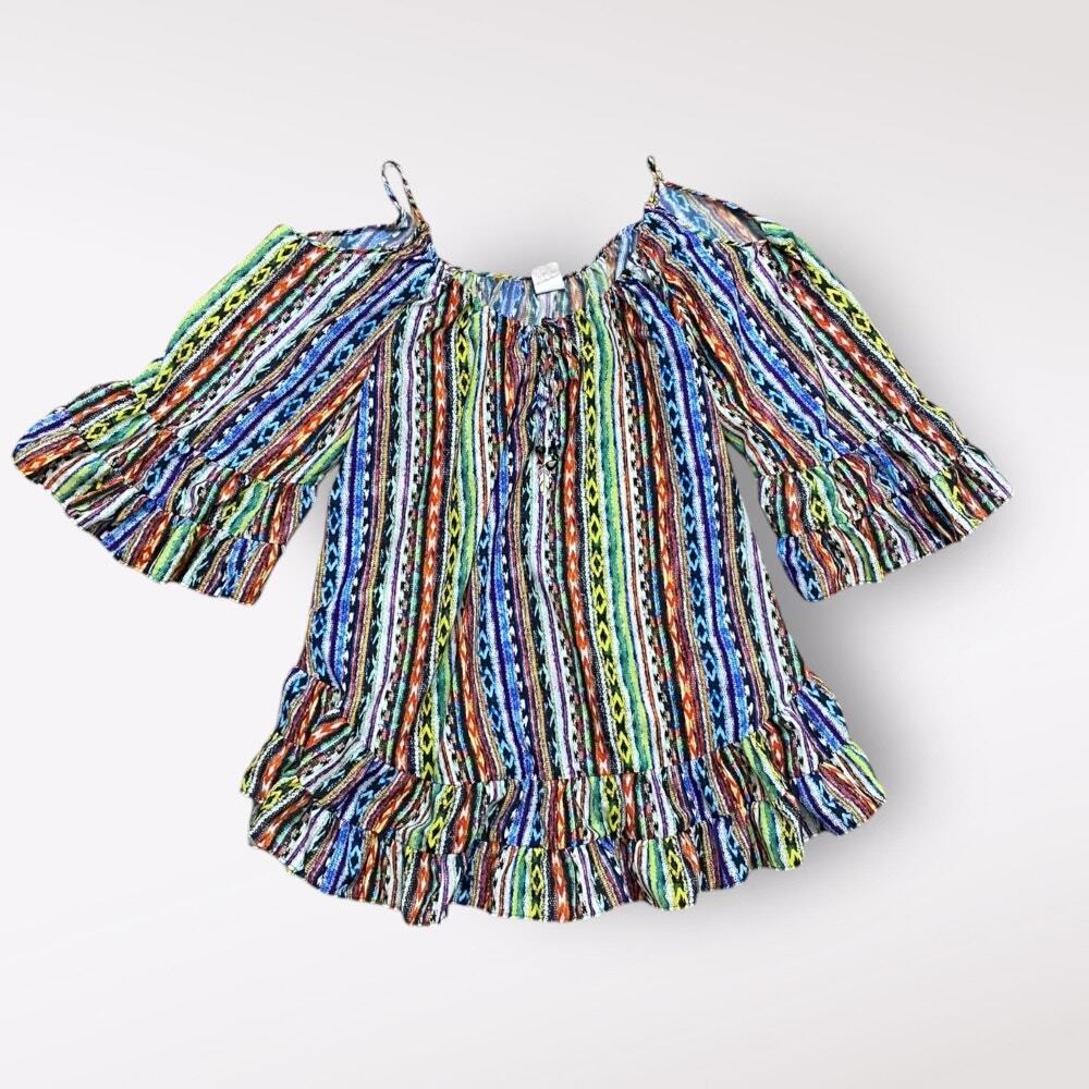 Ale by‎ Alessandra Beach Blanket Cold Shoulder Mini Coverup Size M/L Multicolor